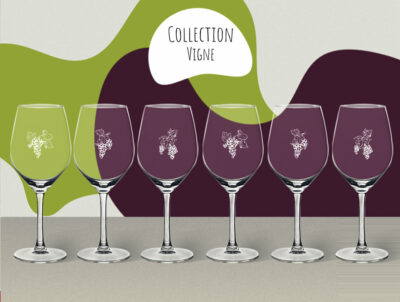 Lot de 6 verres à vin <br/>  “La Vigne”
